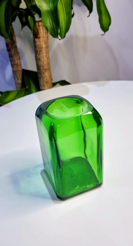 Floreros Cuadrados de Botella Verde Eco (Juego de 2)